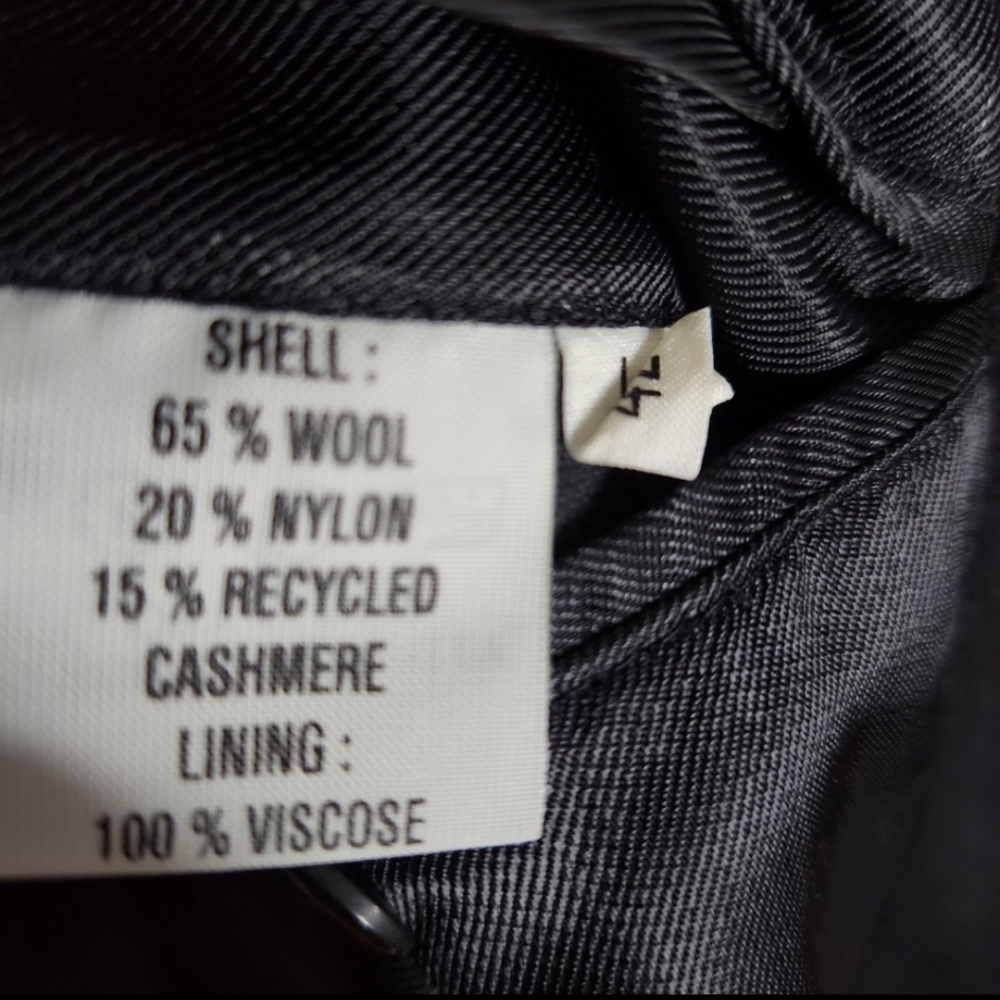 Silver Cloud Charcoal Wool and Cashmere Overcoat 42 - Picture 5 of 5